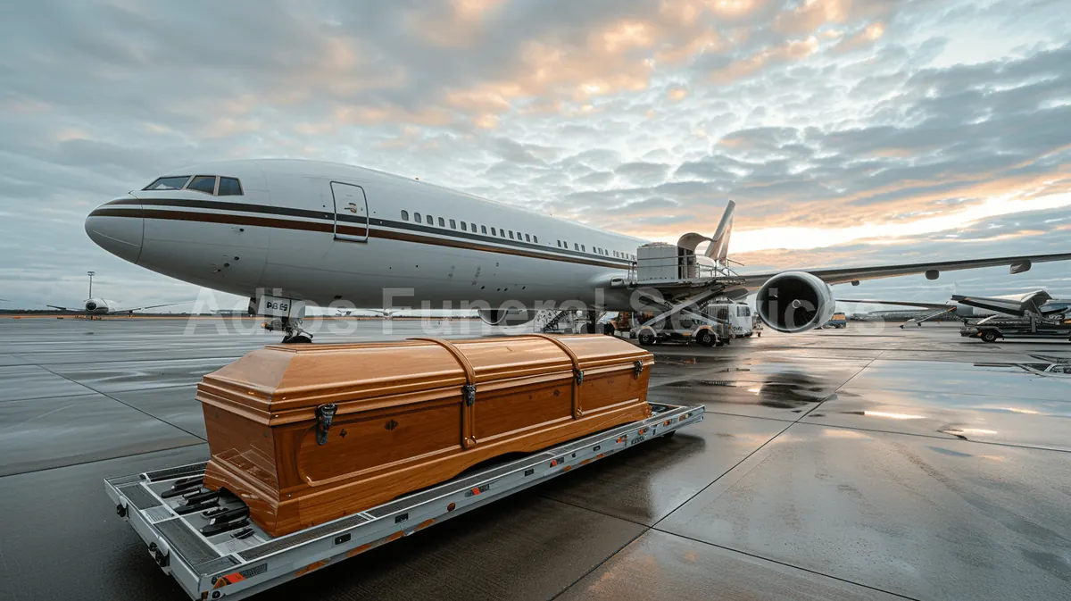 Casket being loaded onto a cargo aircraft for repatriation